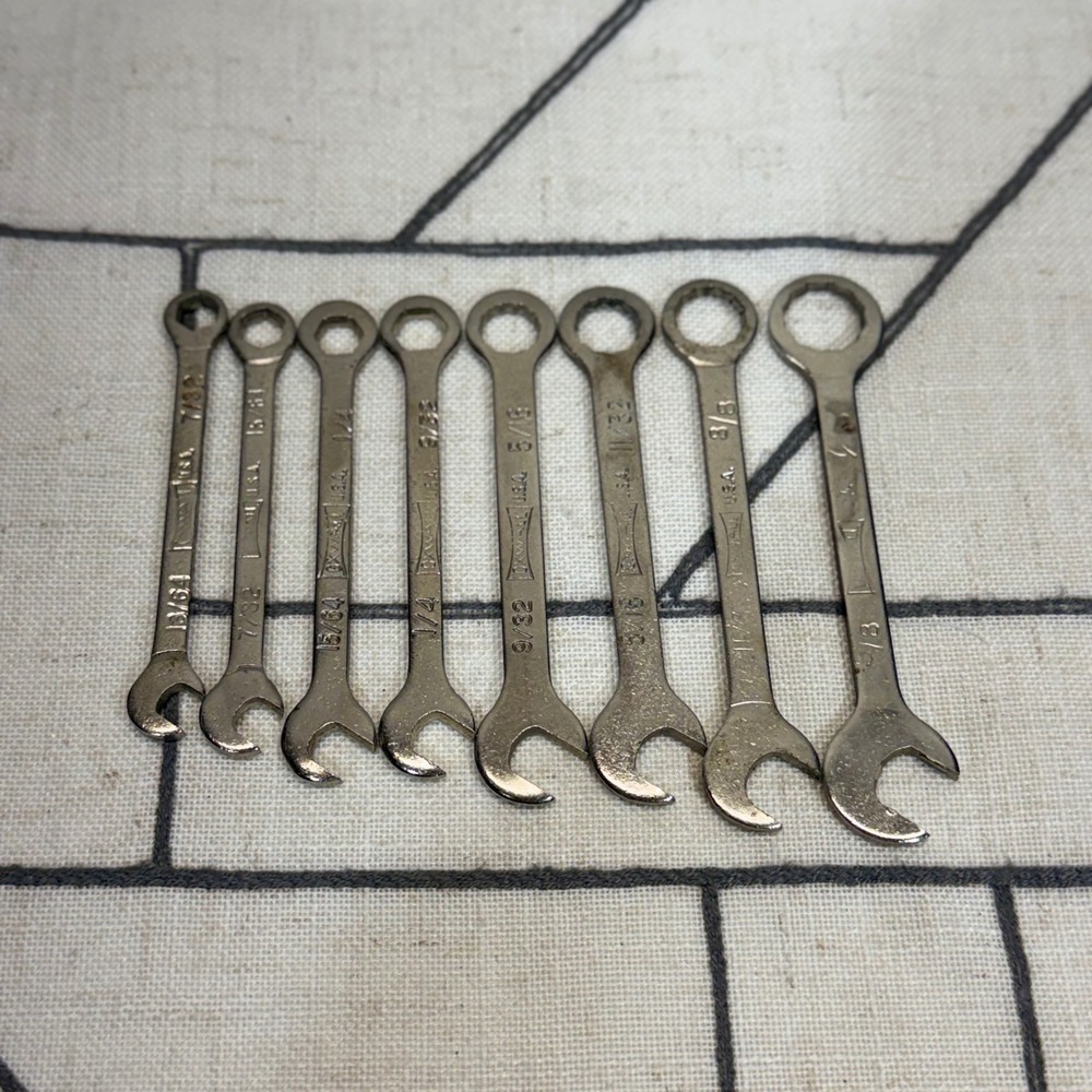 Oxwall Ignition Wrench Set 8pc Silver Vintage SAE 13/64-3/8 Made in USA